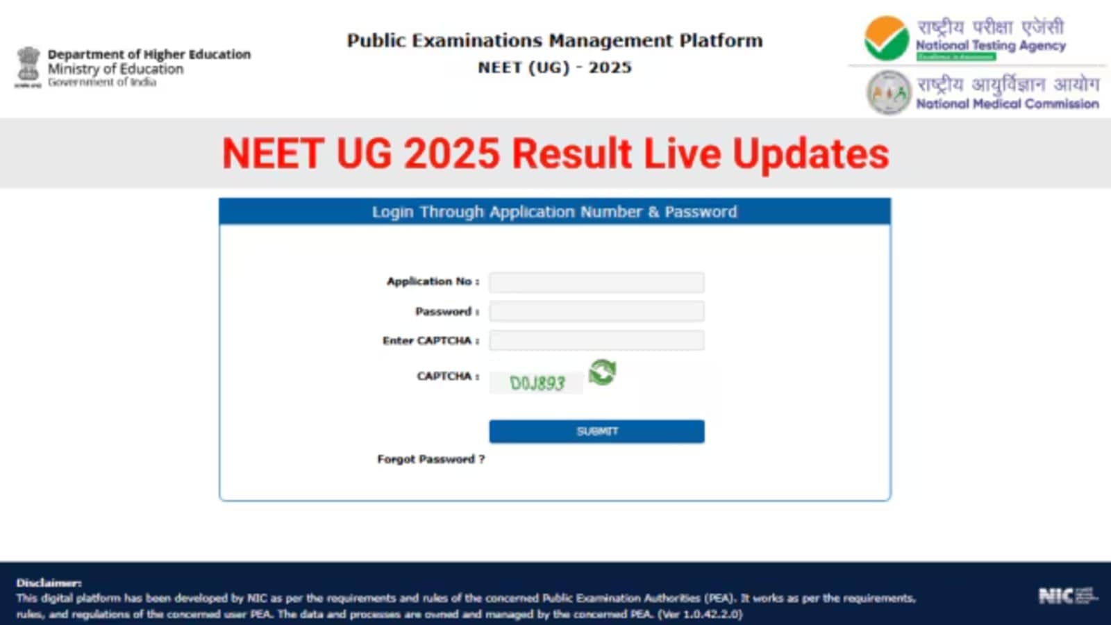 NTA Release NEET score card direct link at nta.nic.in Download UG final answer key, Cut off, topper List at exams.nta.ac.in